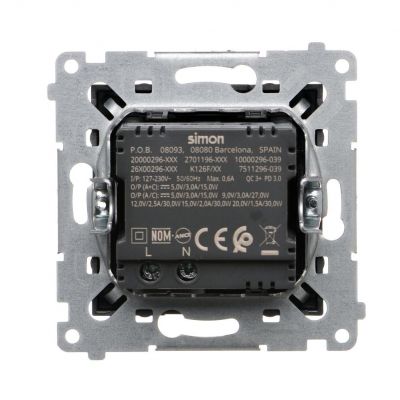 SIMON 54 Ładowarka USB C+A 30 W 230V antracyt KONTAKT (DEC2CAQ.01/48)