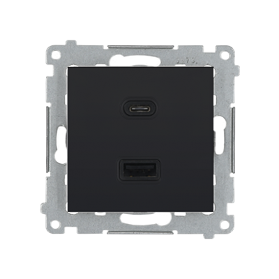 SIMON 54 Ładowarka USB C+A 30W 230V czarny mat DEC2CAQ.01/49 (DEC2CAQ.01/49)