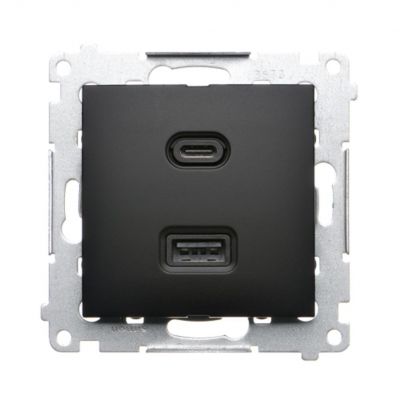 SIMON 54 Ładowarka USB C+A 30W 230V czarny mat DEC2CAQ.01/49 (DEC2CAQ.01/49)