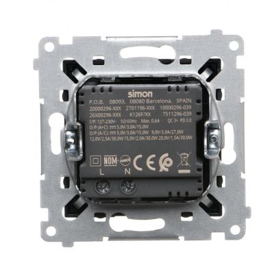 SIMON 54 Ładowarka USB C+A 30W 230V czarny mat DEC2CAQ.01/49 (DEC2CAQ.01/49)