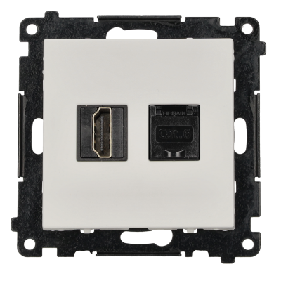 Simon 55 Gniazdo HDMI 2.1 + komputerowe internetowe RJ45 kat.6. Biały mat TGH21RJ45.01/111 KONTAKT (TGH21RJ45.01/111)