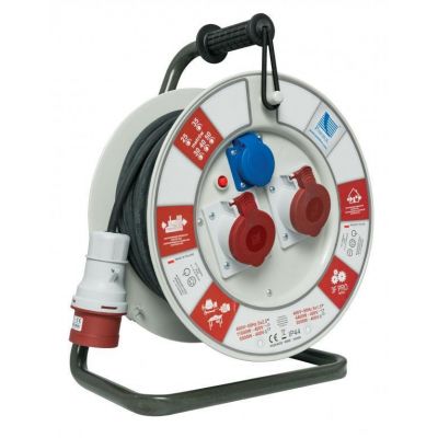 Przedłużacz zwijany na bębnie guma PBS H05RR-F 5x2,5 - 35m, 1xGZ16A, 2x16A/5p (400V), IP44 biały 1104-35 PAWBOL (B.1104-35)