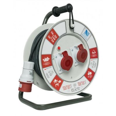 Przedłużacz zwijany na bębnie guma PBS H05RR-F 5x1,5 - 50m, 2x16A/5p (400V), IP44 biały 110515-50 PAWBOL (B.110515-50)