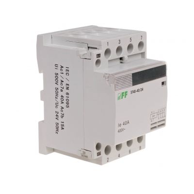 Stycznik modułowy montaż na szynie styki 4Z 40A ST40-40-24V F&F (ST40-40-24V)