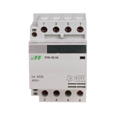 Stycznik modułowy montaż na szynie styki 4Z 40A ST40-40-24V F&F (ST40-40-24V)