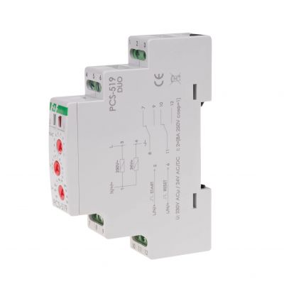 Przekaźnik czasowy 10-funkcji styki 2Z/R Uniwersalny 24V lub 230V PCS-519 DUO PCS-519DUO F&F (PCS-519DUO)
