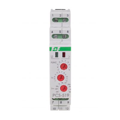 Przekaźnik czasowy 10-funkcji styki 2Z/R 12V PCS-519 12V PCS-519-12V F&F (PCS-519-12V)
