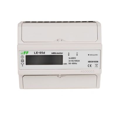 Licznik energii elektrycznej - trójfazowy pomiar w ukł. Arona LCD kl.1 3x230,400V 3x10(100A) LE-05D F&F (LE-05D)