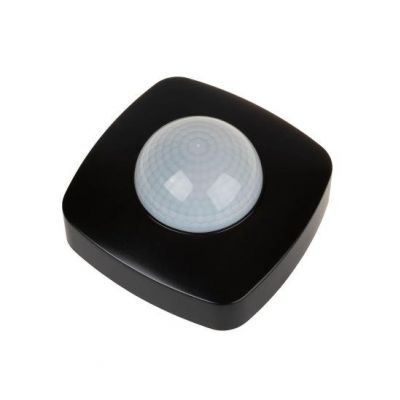 Czujnik ruchu PIR z funkcją obecności IP65 sufitowy 360° 10A 230V czarny F&F (DR-09B-IP65)