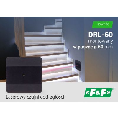 Laserowy czujnik odległości DRL-60-230-9 Czarny do puszki o60 czujnik ruchu do sterownia oświetleni  (DRL-60-230-9)