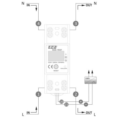 Jednofazowy licznik zużycia energii 45A z funkcją RESET F&F (WZE-1RST)