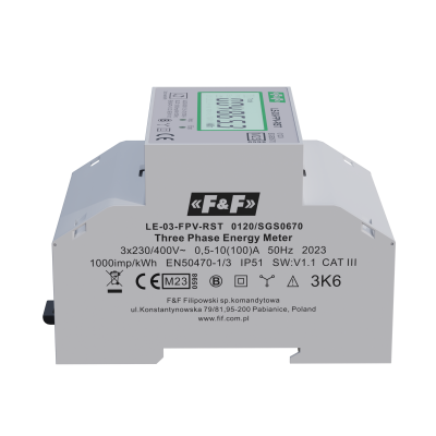 Trójfazowy licznik zużycia energii 100A MID dwukierunkowy z funkcją RESET F&F (LE-03-FPV-RST)