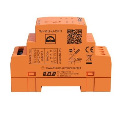 Monitor energii elektrycznej z wbudowaną anteną wewntrzną WI-FI 3F+N WI-MEF-3-OPTI-40 F&F (WI-MEF-3-OPTI-40)