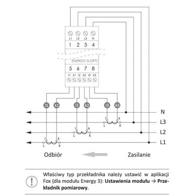Monitor energii elektrycznej z wbudowaną anteną wewntrzną WI-FI 3F+N WI-MEF-3-OPTI-40 F&F (WI-MEF-3-OPTI-40)