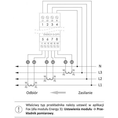 Monitor energii elektrycznej z wbudowaną anteną wewnętrzną WI-FI 3F+N WI-MEF-3-OPTI-100 F&F (WI-MEF-3-OPTI-100)