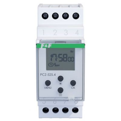 Zegar sterujący programowalny, astronomiczny z przerwą nocną 1-kanałowy PCZ-525.4 F&F (PCZ-525.4)