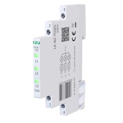 Lampka kontrolna zasilania z zabezpieczeniem 1/3S 3xLED ZIELONA F&F (LK-BZ-703G)