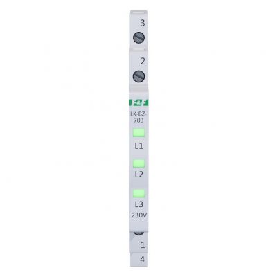 Lampka kontrolna zasilania z zabezpieczeniem 1/3S 3xLED ZIELONA F&F (LK-BZ-703G)