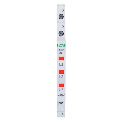 Lampka kontrolna zasilania z zabezpieczeniem 1/3S 3xLED CZERWONA F&F (LK-BZ-703R)