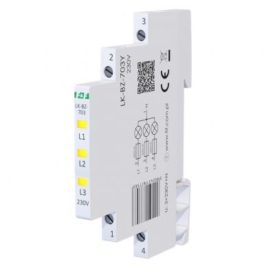 Lampka kontrolna zasilania z zabezpieczeniem 1/3S 3xLED ŻÓŁTA F&F (LK-BZ-703Y)