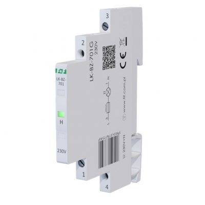Lampka kontrolna zasilania z zabezpieczeniem 1/3S 1xLED ZIELONA F&F (LK-BZ-701G)