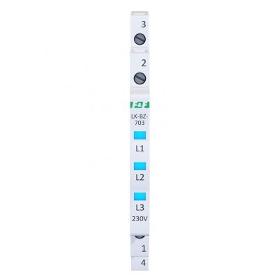 Lampka kontrolna zasilania z zabezpieczeniem 1/3S 3xLED NIEBIESKA F&F (LK-BZ-703B)
