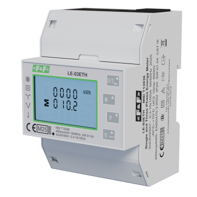 Trójfazowy licznik pomiar bezpośredni 100A komunikacja Modbus TCP MID F&F (LE-03ETH)