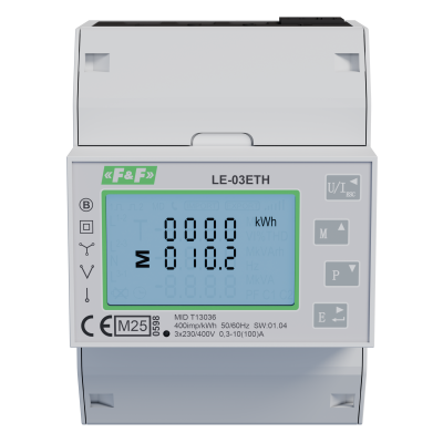 Trójfazowy licznik pomiar bezpośredni 100A komunikacja Modbus TCP MID F&F (LE-03ETH)