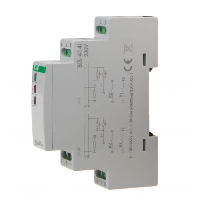 Przekaźnik bistabilny sekweRyjny na szynę DIN z przekaźnikiem inrush 160A/20ms BIS-414-LED F&F (BIS-414-LED)