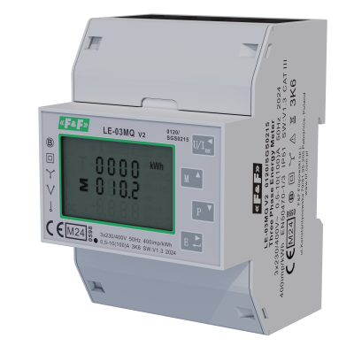 Trójfazowy licznik zużycia energii czynnej i biernej Modbus RTU 100(5)A; MID LE-03MQ F&F (LE-03MQ)