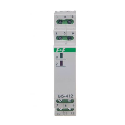 Przekaźnik bistabilny grupowy na szynę DIN z przekaźnikiem inrush 160A/20ms BIS-412-LED F&F (BIS-412-LED)
