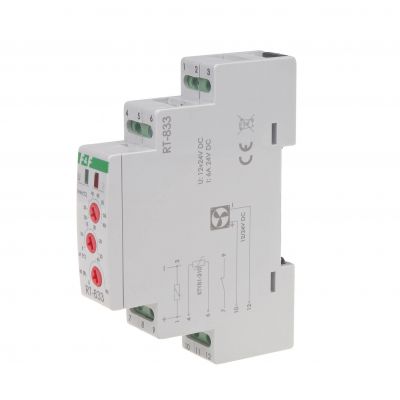 Regulator temperatury z regulacją prędkości obrotowej wentylatora montaż na szynie DIN styk: 1Z/R 230V AC RT-833 F&F (RT-833)