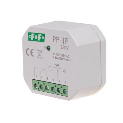 Przekaźnik elektromagnetyczny 1P 16A montaż podtynkowy U=230V PP-1P-230V F&F (PP-1P-230V)