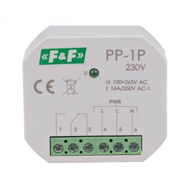 Przekaźnik elektromagnetyczny 1P 16A montaż podtynkowy U=230V PP-1P-230V F&F (PP-1P-230V)