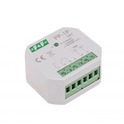 Przekaźnik elektromagnetyczny 1P 16A montaż podtynkowy U=7-30VAC / 9-40VDC PP-1P-24V F&F (PP-1P-24V)