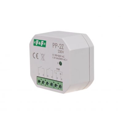 Przekaźnik elektromagnetyczny 2Z 16A montaż podtynkowy w obud.PDT,U=100-265V AC styk:2Z 16A PP-2Z-230V F&F (PP-2Z-230V)