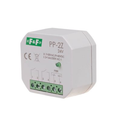 Przekaźnik elektromagnetyczny 2Z 16A montaż podtynkowy w obud.PDT U=7-30VAC / 9-40VDC PP-2Z-24V F&F (PP-2Z-24V)