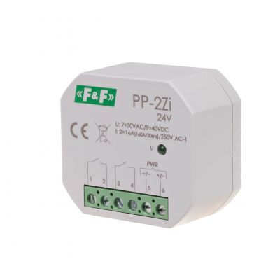 Przekaźnik elektromagnetyczny 2Z 16A montaż podtynkowy U=7-30VAC/9-40VDC 2Z 16A (160A/20ms) PP-2Z-LED-24V F&F (PP-2Z-LED-24V)