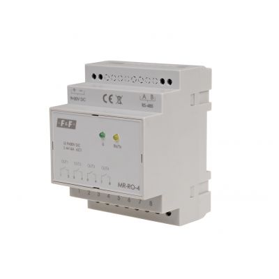 Moduł rozszerzeń wyjść przekaźnikowych z wyjściem MODBUS RTU 4-kanałowy styk 4x1Z 16A 4 moduły MAX-MR-RO-4 F&F (MAX-MR-RO-4)