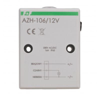 Automat zmierzchowy z wewnętrznym czujnikiem światłoczułym;12V AZH-106-12V F&F (AZH-106-12V)