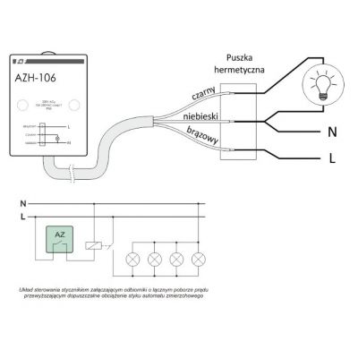 Automat zmierzchowy z wewnętrznym czujnikiem światłoczułym;12V AZH-106-12V F&F (AZH-106-12V)