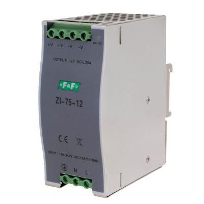 Zasialacz impulsowy przemysłowy nap. wej. 90-264V AC/120-370V DC P=75W nap. Wyj. 12V DC ZI-75-12V F&F (ZI-75-12V)
