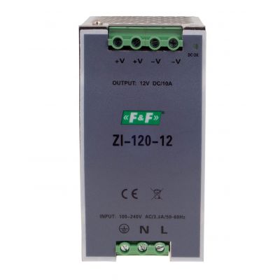 Zasilacz impulsowy przemysłowy nap. wej. 90-264V AC/120-370V DC P=120W nap. Wyj. 12V DC ZI-120-12V F&F (ZI-120-12V)