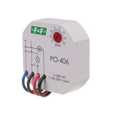 Przekaźnik czasowy z opóźnionym odpadaniem montaż podtynkowy PO-406 F&F (PO-406)