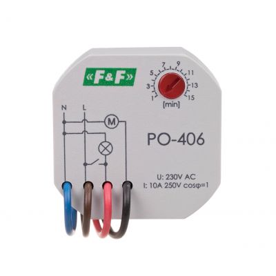 Przekaźnik czasowy z opóźnionym odpadaniem montaż podtynkowy PO-406 F&F (PO-406)