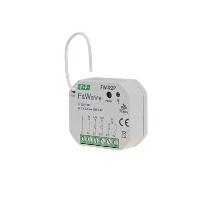 Radiowy podwójny przekaźnik bistabilny - montaż PDT 85-265V AC/DC FW-R2P F&F (FW-R2P)