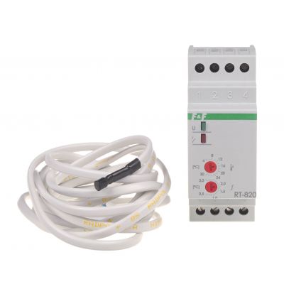 Regulator temperatury - zakres temperatur 4-30stC montaz na szynie DIN styk: 1Z/R 230V AC RT-820 F&F (RT-820)