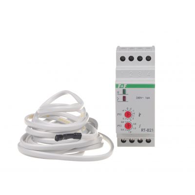 Regulator temperatury - zakres temperatur -4-5stC montaz na szynie DIN styk: 1Z/R 230V AC RT-821 F&F (RT-821)
