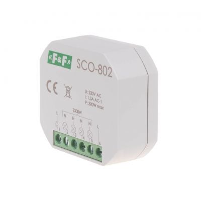 Ściemniacz oświetlenia z pamięcią montaż podtynkowy zasilanie 230V AC 300W SCO-802 F&F (SCO-802)