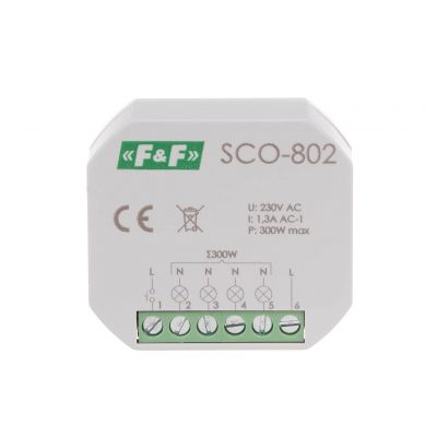 Ściemniacz oświetlenia z pamięcią montaż podtynkowy zasilanie 230V AC 300W SCO-802 F&F (SCO-802)